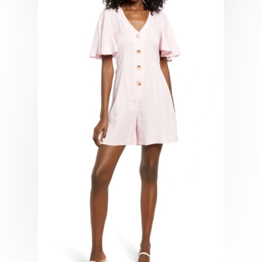 Pink button down romper